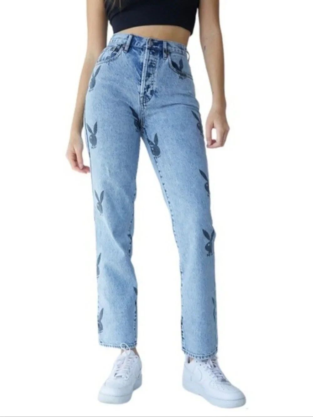 Playboy by PacSun Logo Bunny Print Straight Leg Jeans Size 23